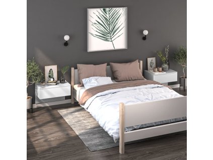 vidaXL Nástenné nočné stolíky 2 ks lesklé biele