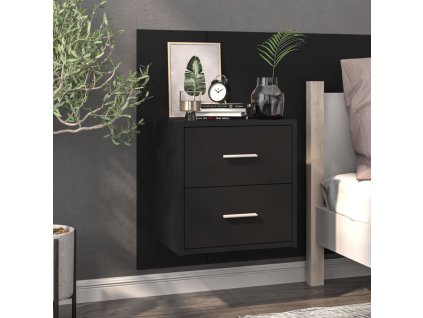 vidaXL Nástenná nočný stolík čierny