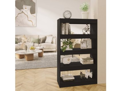 vidaXL Knižnica/deliaca stena čierna 80x30x135 cm drevotrieska
