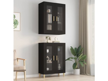 vidaXL Závesná nástenná skrinka čierna 69,5x34x90 cm