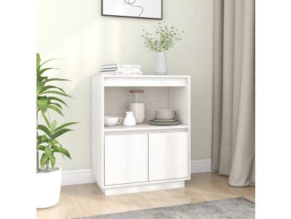 vidaXL Komoda, biela 60x34x75 cm, borovicový masív