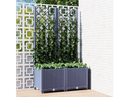 vidaXL Záhradný kvetináč s mriežkou tmavosivý 80x40x136 cm PP