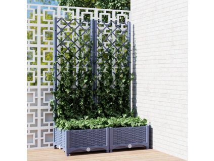 vidaXL Záhradný kvetináč s mriežkou tmavosivý 80x40x121,5 cm PP