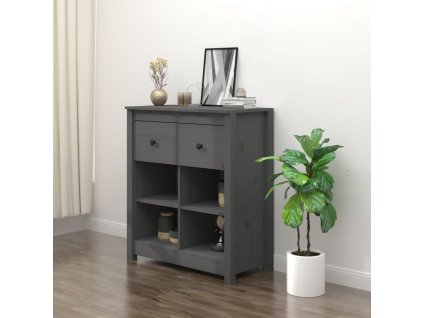 vidaXL Komoda sivá 70x35x80 cm borovicový masív