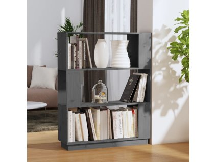 vidaXL Knižnica/deliaca stena sivá 80x25x101 cm masívna borovica