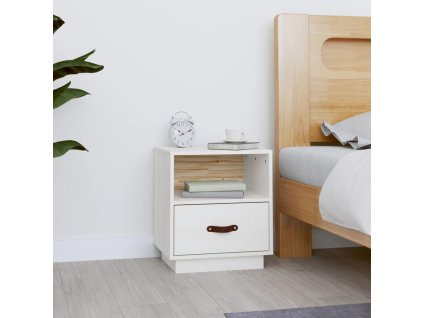 vidaXL Nočný stolík biely 40x34x45 cm masívne borovicové drevo