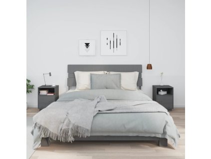 vidaXL Nočné stolíky 2 ks sivé 40x34x55 cm borovicový masív
