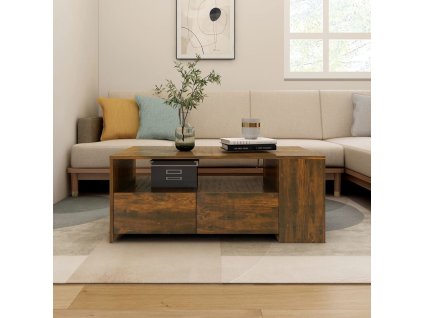 vidaXL Konferenčný stolík dymový dub 102x55x42 cm spracované drevo