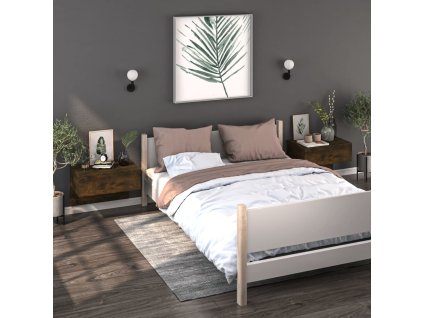 vidaXL Nástenné nočné stolíky 2 ks, tmavý dub