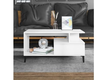 vidaXL Konferenčný stolík biely 90x49x45 cm spracované drevo