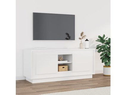vidaXL TV skrinka lesklá biela 102x35x45 cm spracované drevo