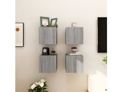 vidaXL Nástenné TV skrinky 4 ks sivé sonoma 30,5x30x30 cm