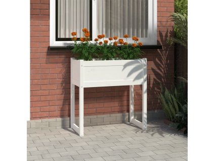 vidaXL Kvetináč biely 78x40x81 cm borovicový masív