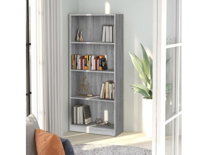 vidaXL 4-poschodová knižnica sivá sonoma 60x24x142 cm spracované drevo