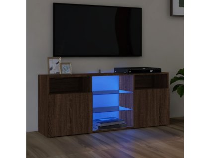 vidaXL TV skrinka s LED svetlami hnedý dub 120x30x50 cm
