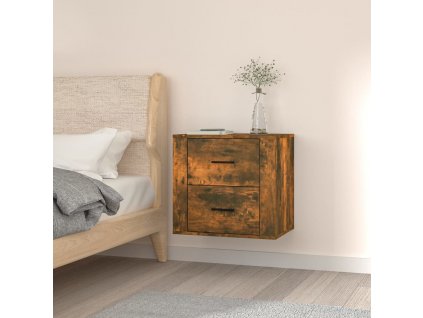 vidaXL Nástenný nočný stolík dymový dub 50x36x47 cm