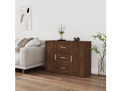 vidaXL Komoda hnedý dub 91x29,5x65 cm spracované drevo