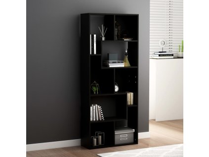 vidaXL Knižnica, čierna 67x24x161 cm, kompozitné drevo