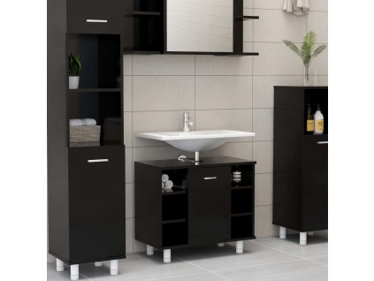vidaXL Skrinka do kúpeľne, čierna 60x32x53,5 cm, kompozitné drevo