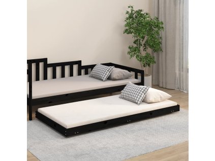 vidaXL Posteľný rám čierny 75x190 cm borovicový masív