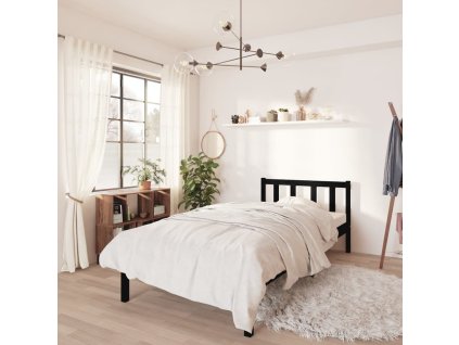 vidaXL Posteľný rám, čierny, borovica 75x190 cm, 2FT6 malé jednolôžko