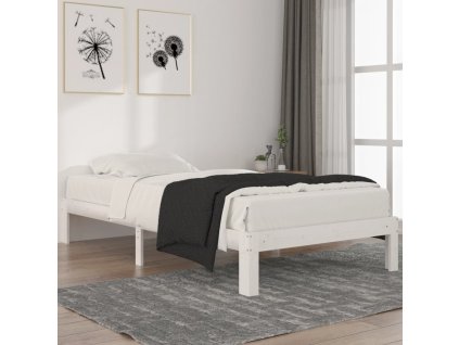 vidaXL Posteľný rám biely borovicový masív 100x200 cm