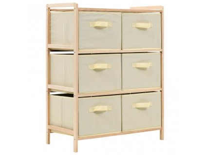 vidaXL Skladovací regál so 6 látkovými košíkmi, cédrové drevo, béžový