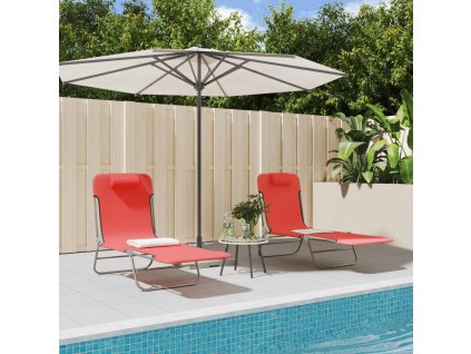 vidaXL Skladacie lehátka 2 ks červené textilén a oceľ