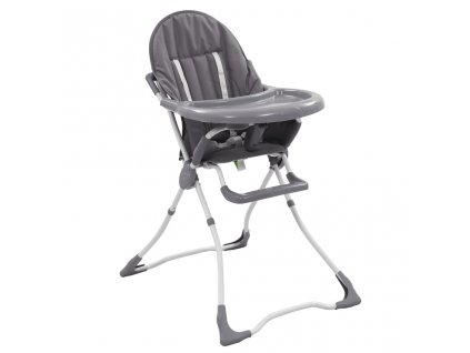 vidaXL Vysoká detská jedálenská stolička sivá a biela