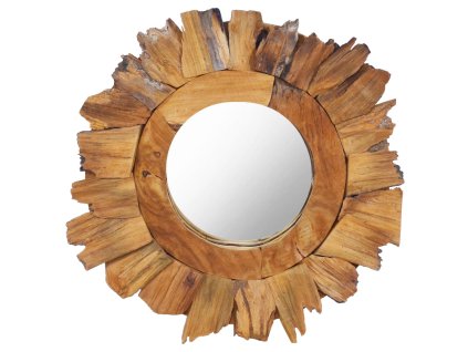 vidaXL Nástenné zrkadlo 40 cm okrúhle teakové drevo
