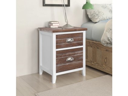 vidaXL Nočný stolík 2 ks, s 2 zásuvkami, hnedý a biely