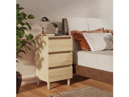 vidaXL Nočný stolík nohy z masívneho dreva dub sonoma 40x35x69 cm