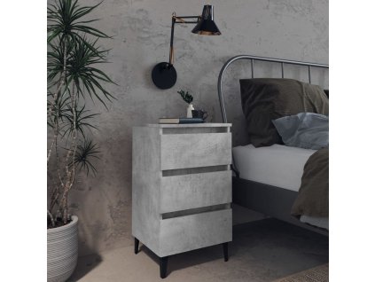 vidaXL Nočný stolík nohy z kovu betónový sivý 40x35x69 cm