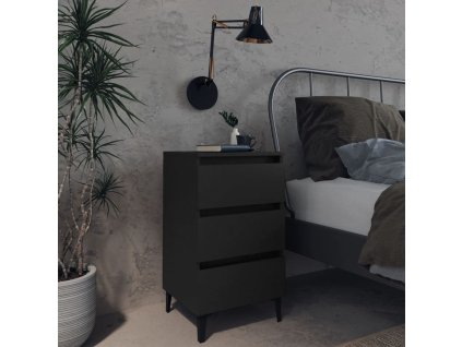 vidaXL Nočný stolík kovové nohy čierne 40x35x69 cm