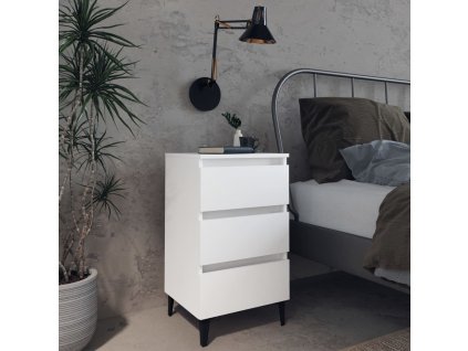 vidaXL Nočný stolík nohy z kovu biely 40x35x69 cm