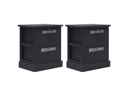 vidaXL Nočné stolíky 2 ks, čierne 38x28x45 cm, drevo paulovnie