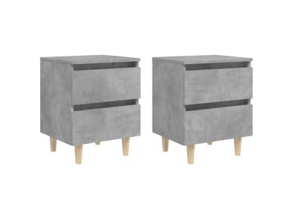 vidaXL Nočné stolíky, nohy z borovice 2 ks, betónovo sivé 40x35x50 cm