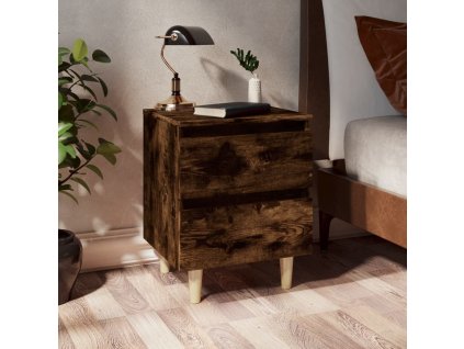 vidaXL Nočné stolíky s drevenými nohami 2 ks tmavý dub 40x35x50 cm