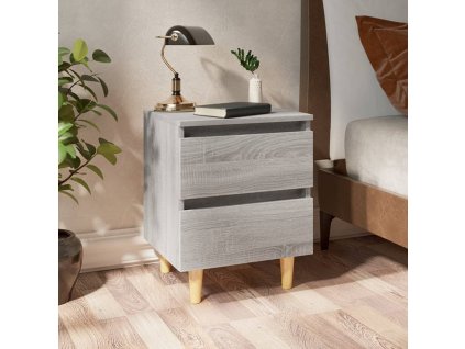 vidaXL Nočné stolíky nohy z masívneho dreva 2ks sivé sonoma 40x35x50cm