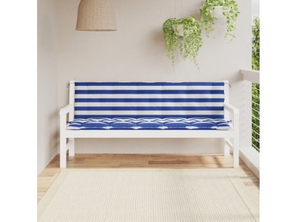 vidaXL Podložky na záhradnú lavičku 2 ks, modro biele, oxfordská látka