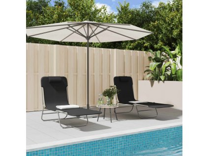 vidaXL Skladacie lehátka 2 ks čierne textilén a oceľ