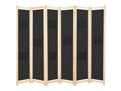 vidaXL 6-panelový paraván čierny 240x170x4 cm látkový