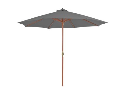 vidaXL Vonkajší slnečník s drevenou tyčou 300 cm antracitový