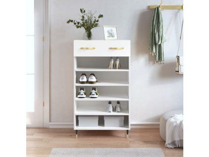vidaXL Botník biely 60x35x105 cm kompozitné drevo