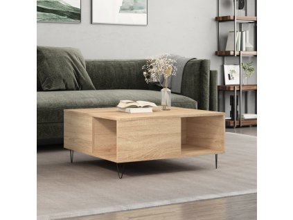 vidaXL Konferenčný stolík dub sonoma 80x80x36,5 cm spracované drevo