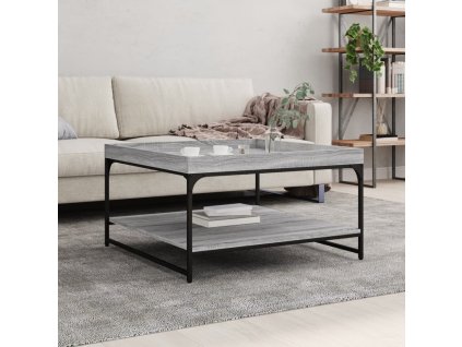 vidaXL Konferenčný stolík sivý sonoma 80x80x45cm kompoz. drevo železo