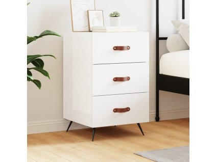 vidaXL Nočný stolík vysoký lesk biely 40x40x66 cm kompozitné drevo