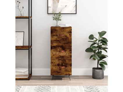 vidaXL Komoda dymový dub 34,5x34x90 cm spracované drevo