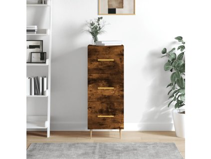 vidaXL Komoda dymový dub 34,5x34x90 cm spracované drevo