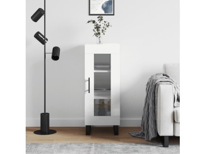 vidaXL Komoda lesklá biela 34,5x34x90 cm spracované drevo